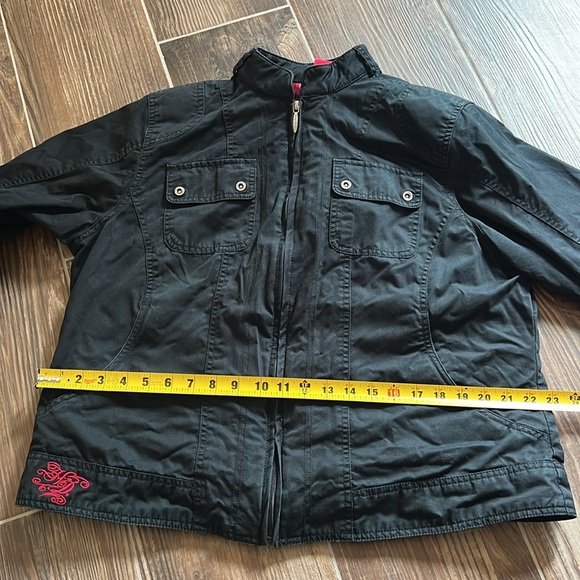 Harley Davidson black zip up jacket with removable hooded vest size 1w - Picture 9 of 12